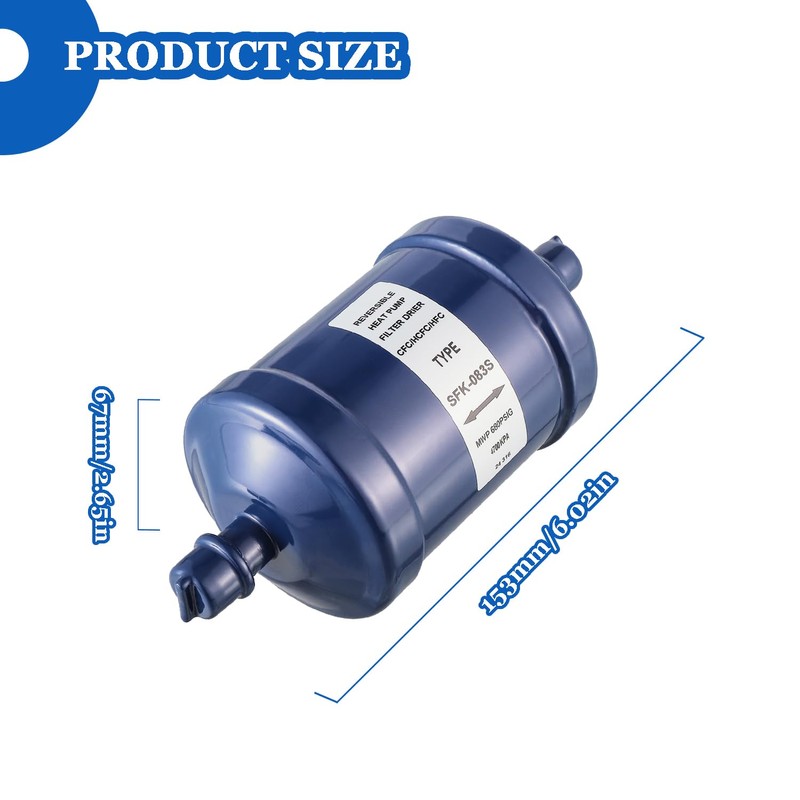 BOJACK Refrigerant Filter Drier Bi-Flow Liquid Line SFK-083S 3/8" Sweat