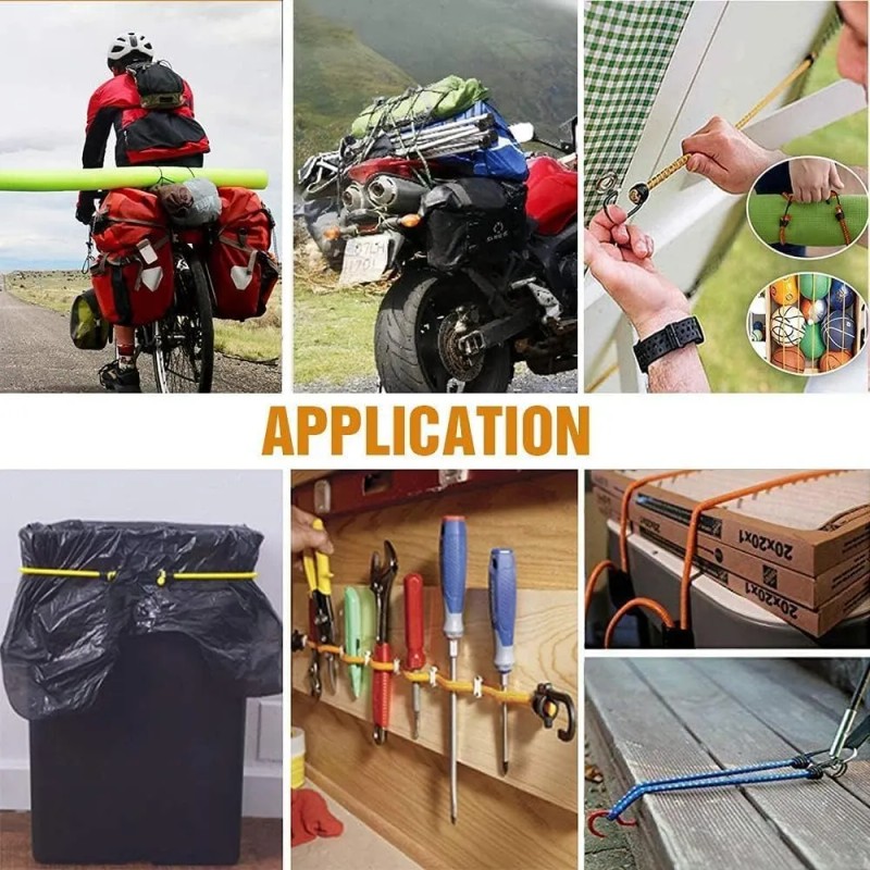 24gancho De Amarre Kit Tarro Bungee Elastica Cuerda Elastica