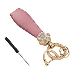 tonecraft Paw Dog Cat Dog Cat Key Chain Bag Charm Women Women's Popular Stylish Cute PU Leather Charm Gold, Pink