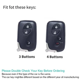 ontto 4 buttons Leather Car Key fob Cover Fit for Lexus ES240 ES350 LS460 GS300 450h 460h CT200H GX400 GX460 IS250 IS300C RX270 Smart Key case keyring Shell Key holder keychain Accessories Blue