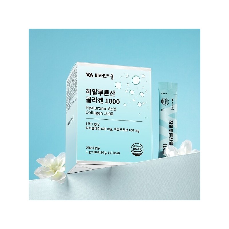 Vitamin Village 비타민마을 히알루론산 콜라겐 1000 1박스 30포 Vitamin Village