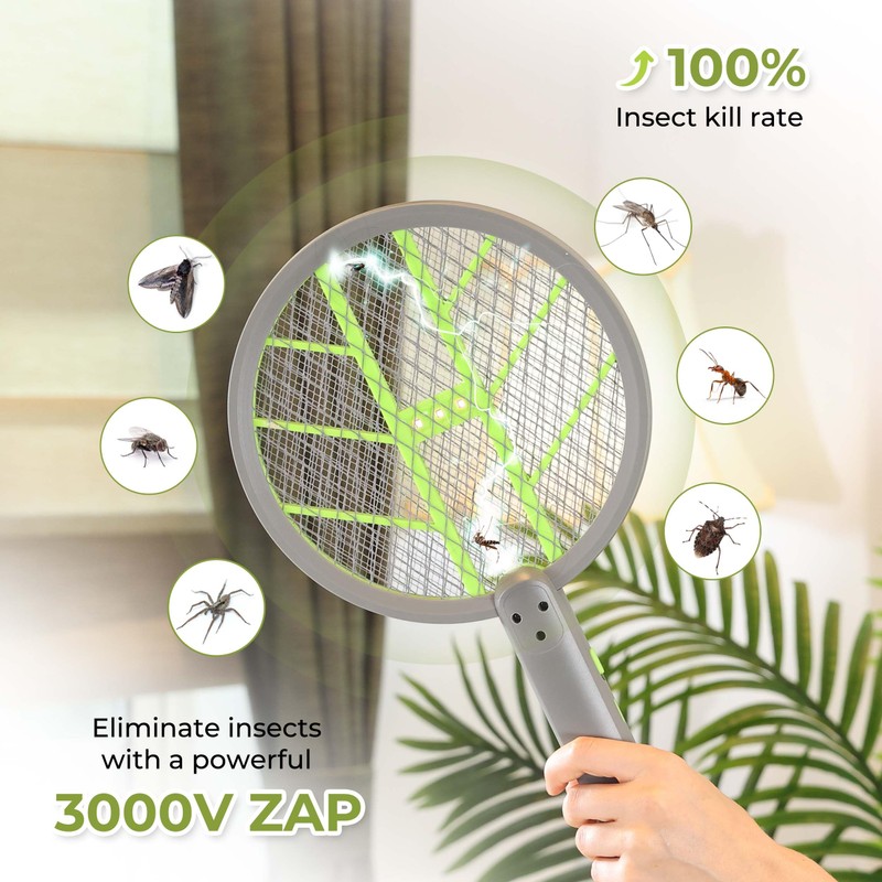 Aspectek 3000V Electric Fly Swatter for Indoor and Outdoor Use,