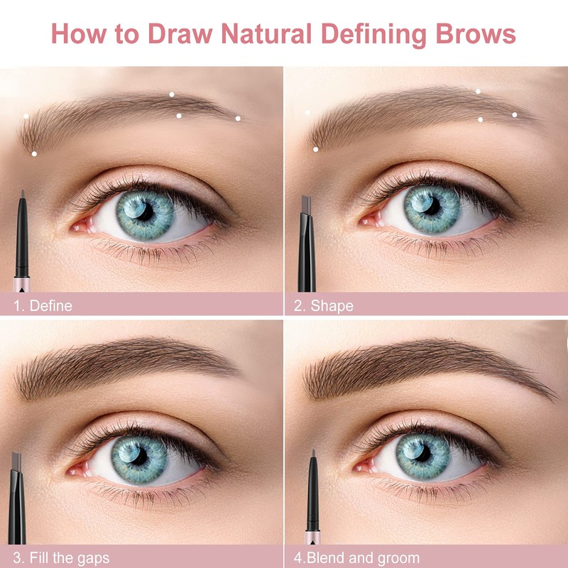 TurritopsisD Eyebrow Pencil, Brow Pen Dual-ends Thick & Fine Tip