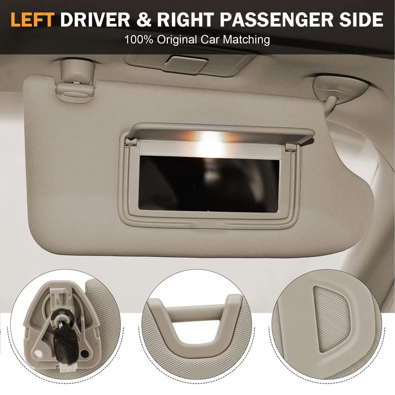 TadaMark Left Driver & Right Passenger Side Sun Visor Fit