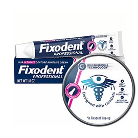 Fixodent Crema adhesiva profesional definitiva para dentaduras completas y parciales, 51 g
