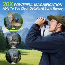 20x25 Compact Binoculars for Adults Kids - High Powered BAK4 Prism FMC Lens - Deesoo Lightweight Binoculars Portable Optics with Clear Vision Easy Focus for Bird Watching, Travel, Concerts, Hiking