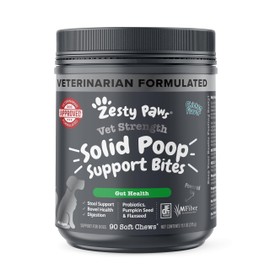 Zesty Paws Solid Poop Support Bites - Dog Stool Hardener - Pumpkin for Dogs with Prebiotics & Probiotics - Veterinarian Formulated Soft Chews - for Diarrhea Relief - 90 Ct