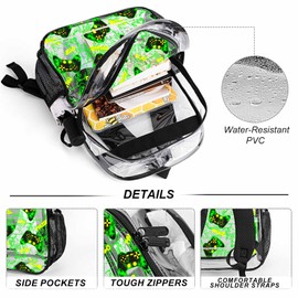 SFQKGVX Gaming Clear Backpack For Boys Girls Kids Gamer Clear Backpacks For School Video Game Transparent Bookbag Game Controller Cute See Through Backpacks Funny Book Bag