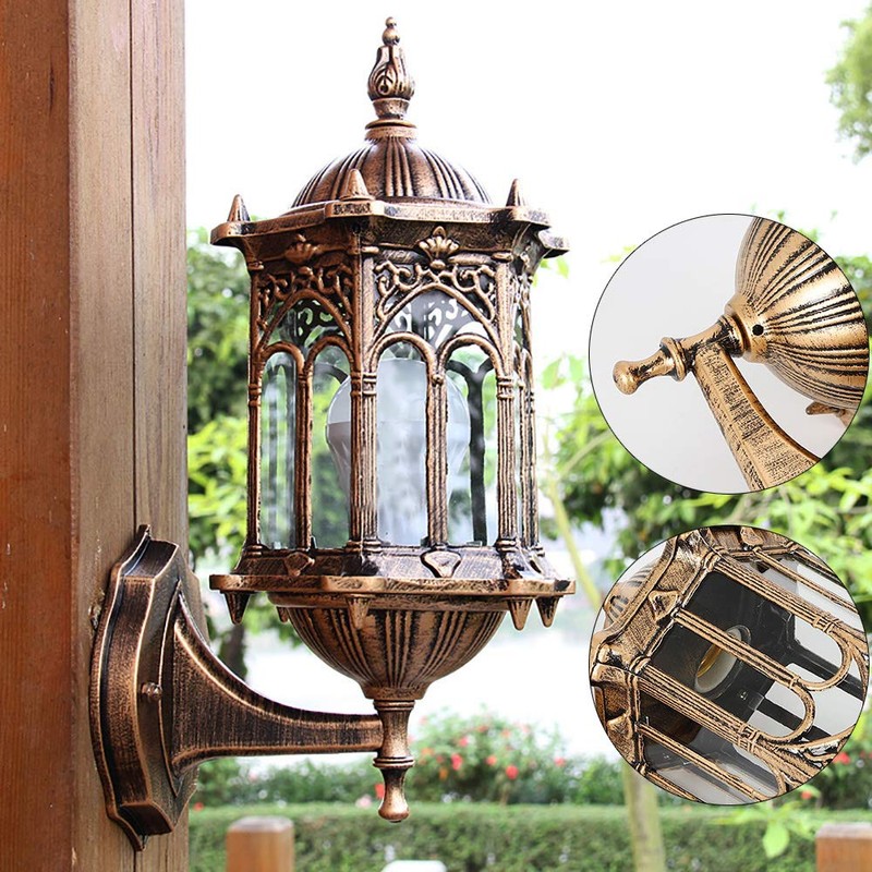 YIYIBYUS Outdoor Wall Lantern, Aluminum Glass Lantern Wall Sconce Light