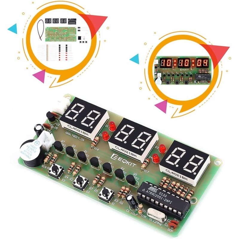 DONGKER Digital Clock Soldering DIY Exercise Kits 6-Bit with Board