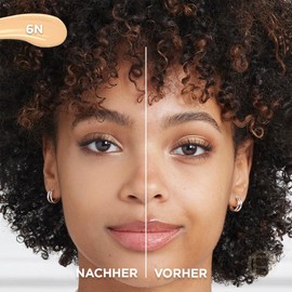 L'Oréal Paris Concealer for a Natural Radiant, Moisturising and Plumping, Face Makeup with Hyaluronic Acid and Caffeine, True Match Radiant Serum Concealer 6N, 11 ml