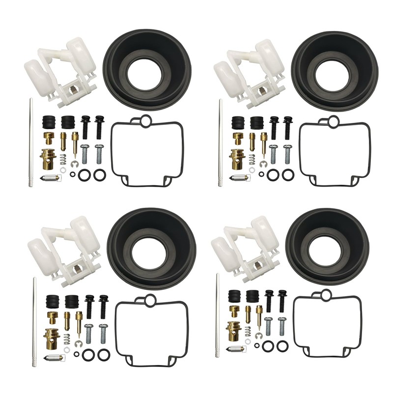 4 Sets Carburetor Gaskets Rebuild Kit & Float Fit for