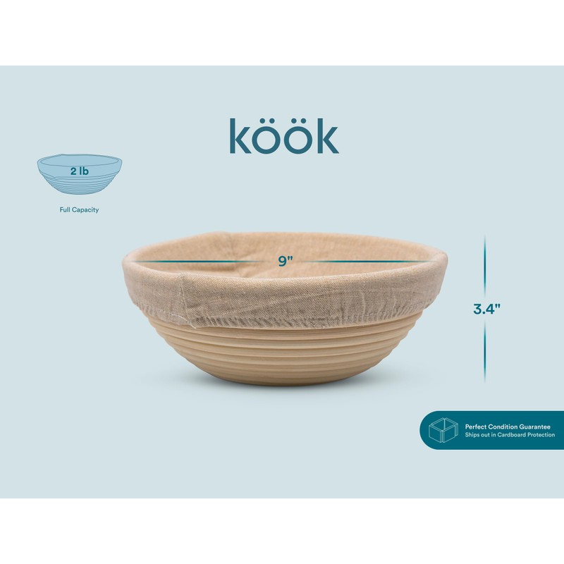 Kook Proofing Set, Sourdough Bread, 2 Rattan 9 Inch Banneton