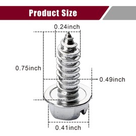 4 PCS License Plate Screws, Domestic Vehicles License Plate Bolts, Rustproof Stainless Steel Screws, Car License Plate Screw Kit, for Securing Automotive License Plates Frames (Silver)
