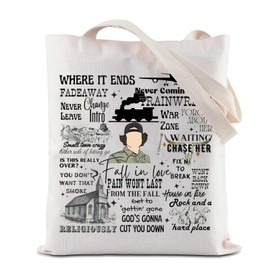 BZ Tote Bag Song Lyric Quotes Reusable Grocery Shopping Bag Country Music Shoulder Bag Western Concert Handbag (It Ends Tote)