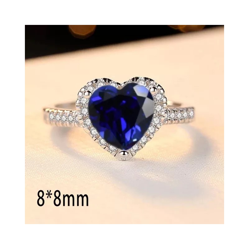Dtup Anillo Corazón Del Mar Zafiro Azul Titanic Plata S925