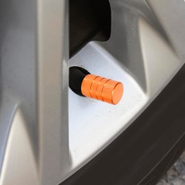 X AUTOHAUX Universal Round Car Tyre Valve Stem Cap Valve Dust Cover 7 mm Orange Pack of 4
