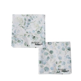 Boltze Eukana Napkins – Set of 40 in 2 Floral Eucalyptus Designs, Green