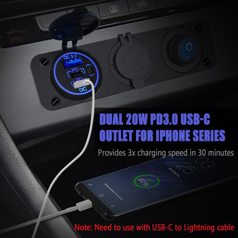 Autopher 2 Pack USB C Car Charger Dual 20W PD