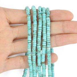 ACYUNLEI 1 Strand 4x2mm Natural Gemstone Beads Heishi Beads,Loose Flat Round Undyed Cylinder Flat Spacer Stone Beads for Bracelet Earrings Jewelry Making,Turquoise