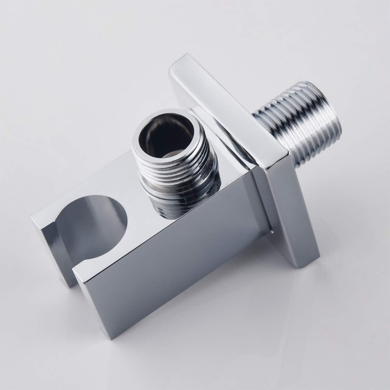 Chrome Hose Connection with Shower Holder, Keymark Brass Square Wall