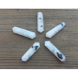 NATURAL RAINBOW MOONSTONE DOUBLE TERMINATED GEMSTONE CRYSTAL PENCIL POINT (ONE)