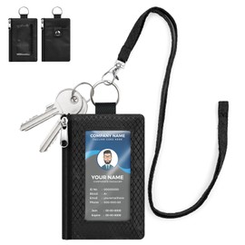 SIDESUGAR RFID Blocking Lanyard Wallet with ID Window Card Holder Black 1pc