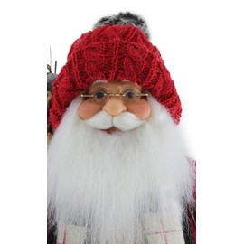 Windy Hill Collection Red Knit Cap Grey Mittens & Furry Boots 16" Inch Santa Claus Standing Figurine Figure Decoration 160023