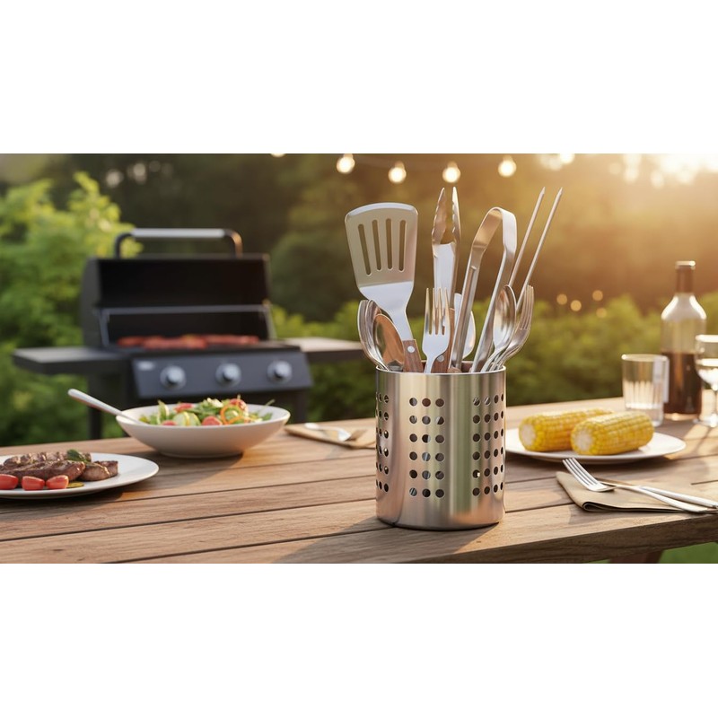 Vita Perfect 1 x Stainless Steel Utensil Holder Kitchen Organiser