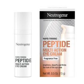 Neutrogena, Rapid Firming Peptide Multi Action Depuffing Brightening Eye Cream. Crema reafirmante, hidratante, sin fragancia, para reducir visiblemente líneas finas e hinchazón, 0.5 onzas líquidas.