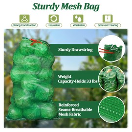 10Pcs 31'' x 20'' Extra Large Mesh Storage Produce Bags, Mesh Onion Bags, Reusable Breathable Drawstring Fresh Produce Storage Bag for Onions, Potatoes, Crawfish, Vegetables, Firewood, Holds 33lbs