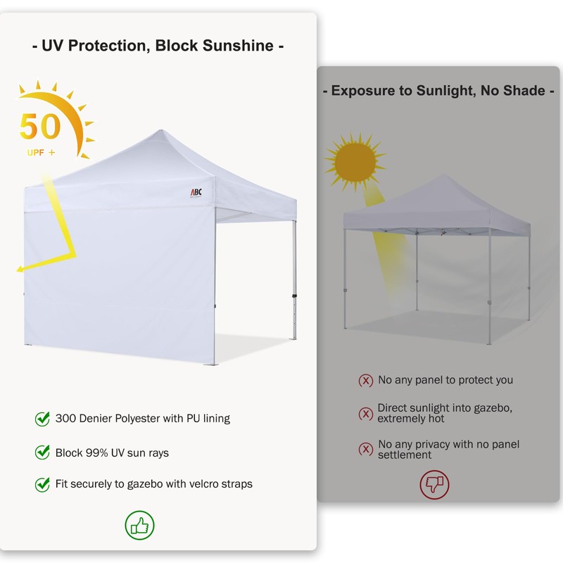 ABCCANOPY 15+Colors 10' Sun Wall for 10'x 10' Straight Leg
