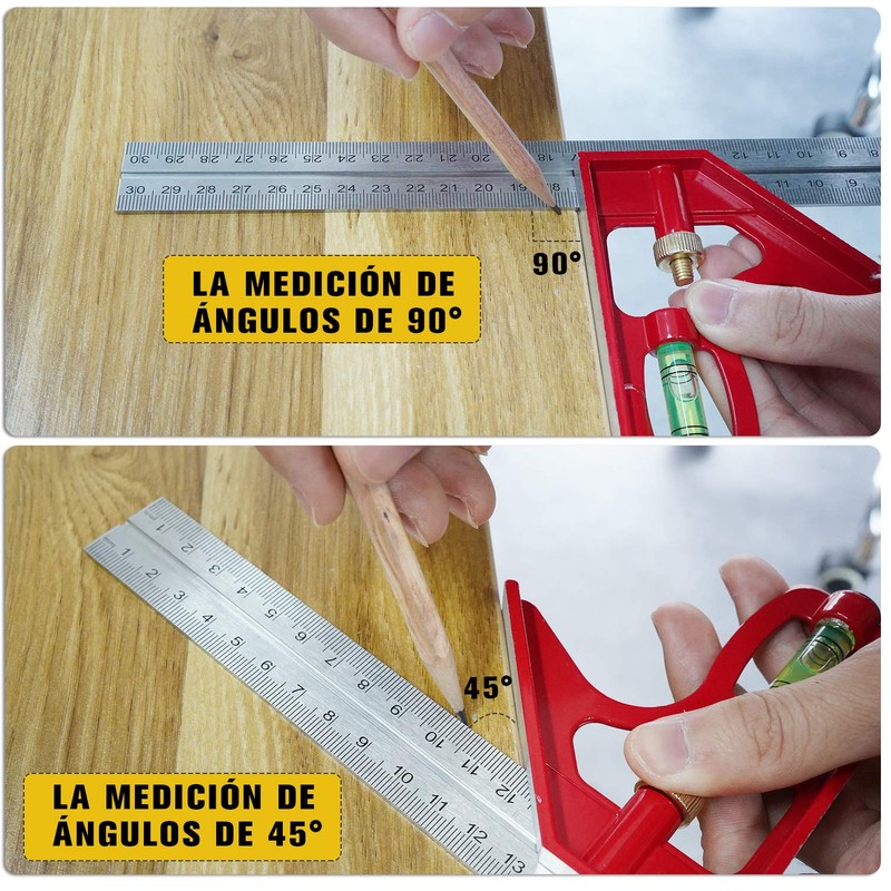 FUMETAX Escuadra de Combinación 12" Ajustable Escuadra Combinada 300 mm