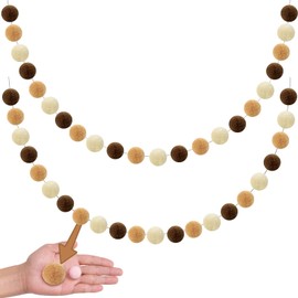 XmasExp Fall Pom Pom Garland Decorations - Large Felt Ball Garland for Mantle, Indoor Home Decor, Tree Ornaments, Kids Room and Party Hanging Decor,13 Ft.