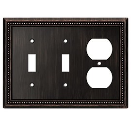 Henne Bery Sunken Pearls Heavy Duty Decorative Wall Plate Switch Plate Outlet Cover (Double Toggle/Single Duplex, Aged Bronze)