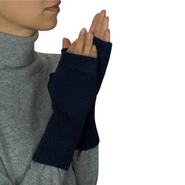 Lona Scott Womens cashmere fingerless mitts, One Size, Navy