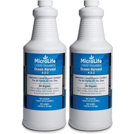 MicroLife SJES Ocean Harvest (4-2-3) Professional Grade Organic Liquid Fertilizer Concentrate for All Plants All The Time, 1 Quart (2)