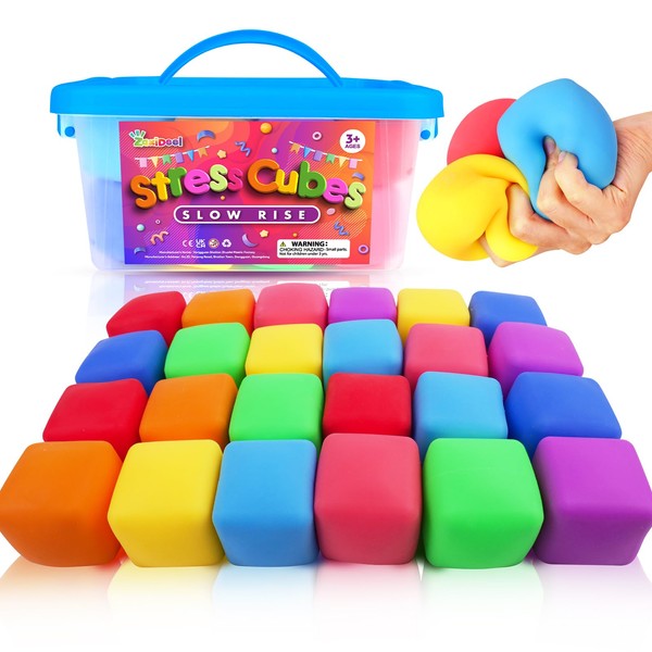 24 Pack Slow Rising Stress Cube: Stretchy Fidget Toys for