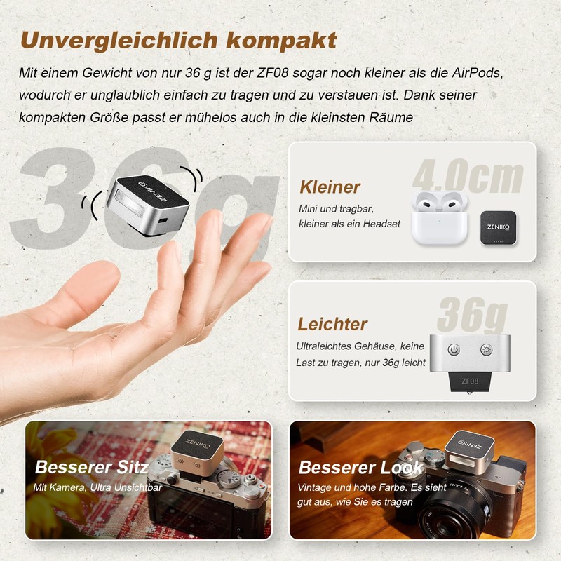 ZENI ZF04 Camera Flash, 6500K±200K Mini Flash for Canon, Sony,