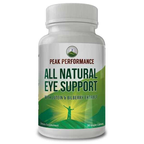 Eye Vitamins - Best Eye Support Supplement for Computer Users with Lutein, Zeaxanthin, Astaxanthin, Carotenoids, and Bilberry Extract. Great Protection for Eyes. 30 Vegan Capsules by Peak Performance