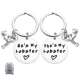 Nekoki Couples Keychain Gifts for Boyfriend and Girlfriend She's My Lobster He's My Lobster Keychain Set Anniversary Keychain Valentines Day Gift for Couple Friend Christmas Birthday Gifts
