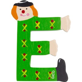 Wooden Letters Name Children's Room Large Decoration for the Door, Funny Clowns, A-Z, Height Approx. 9 cm, Wooden Letter 7361 (E)