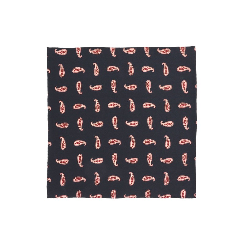 Beams Plus Bandana Handkerchief, Paisley Print, Silk Chief, Men's, navy