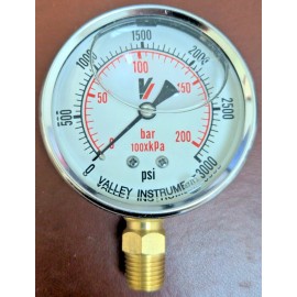 Valley Industries 2140GXB3000 40 Series Industrial Gauge 0-3000 PSI