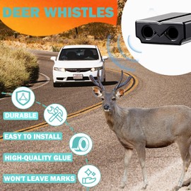 Deer Whistles for Car - Deer Horn for Vehicles, Trunks, Motorcycle, SUV, Deer deterrent Warning Devices Animal Alert for Cars with Extra Tapes（2 Pack）