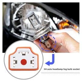 Be In Your Mind 4 Stück 3-poliger H4-Scheinwerfer Steckdosen Ersatz 3-poliger Stecker-Steckdose 90-Grad Scheinwerfer Kabelbaum Stecker mit 12x Klemmen Autozubehör 55W Orange