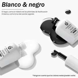 Cherimoya Esmalte De Uñas En Gel Blanco y Negro 2Pzs de 15ml
