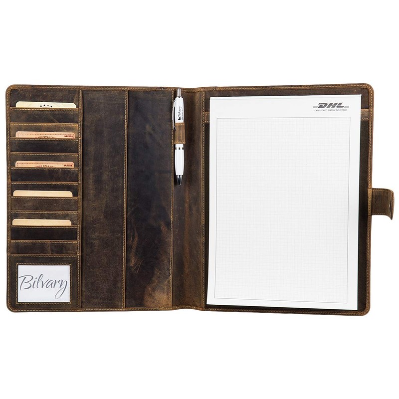 Greenburry Vintage Leather Writing Case, A4 Conference Folder, Document Folder,