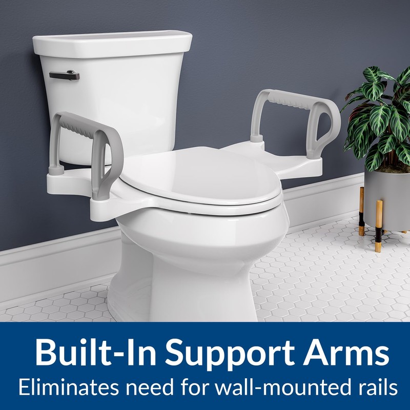 Bemis Assist Toilet Seat with Built-in Support Handles, Hinges Never