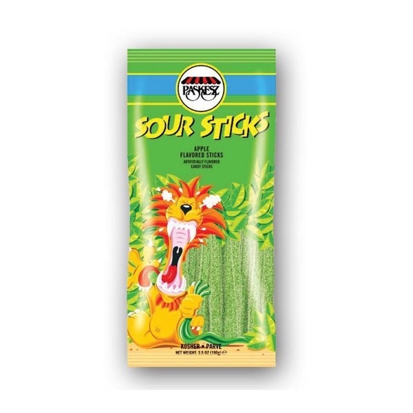 Paskesz Apple Flavored Sour Sticks 3.5 Oz. (Pack of 6)